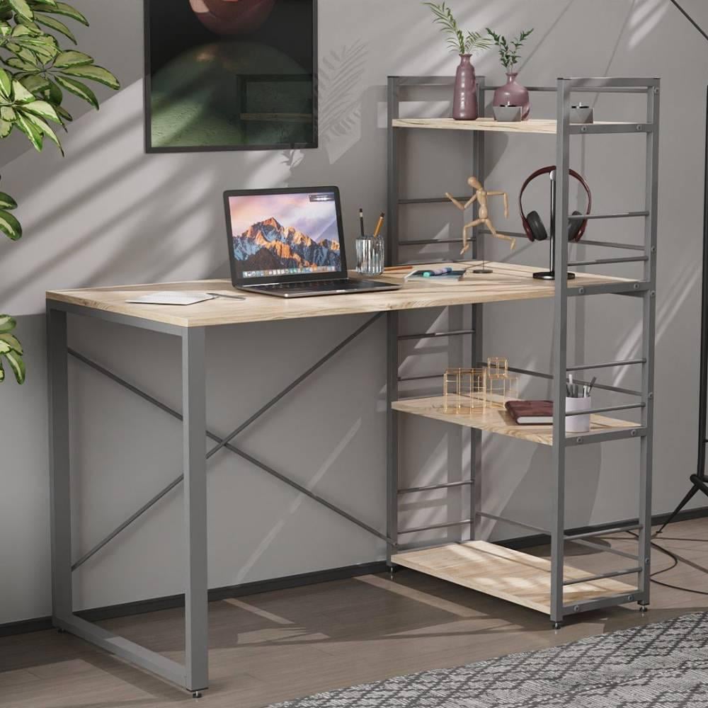 Письменный стол с этажеркой Ferrum-decor Конект ДСП 16 мм 75x120x60 см Серый/Дуб Сан-Марино (FRD-104231)