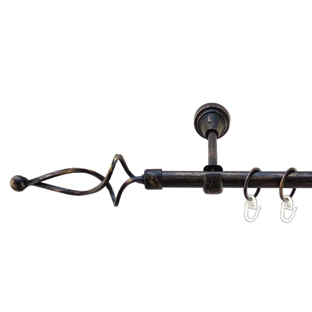 Карниз Orvit Ажур Хвилястий металевий однорядний відкритий гладка труба кільце металеве 16 мм 200 см Чорне золото (5467953)