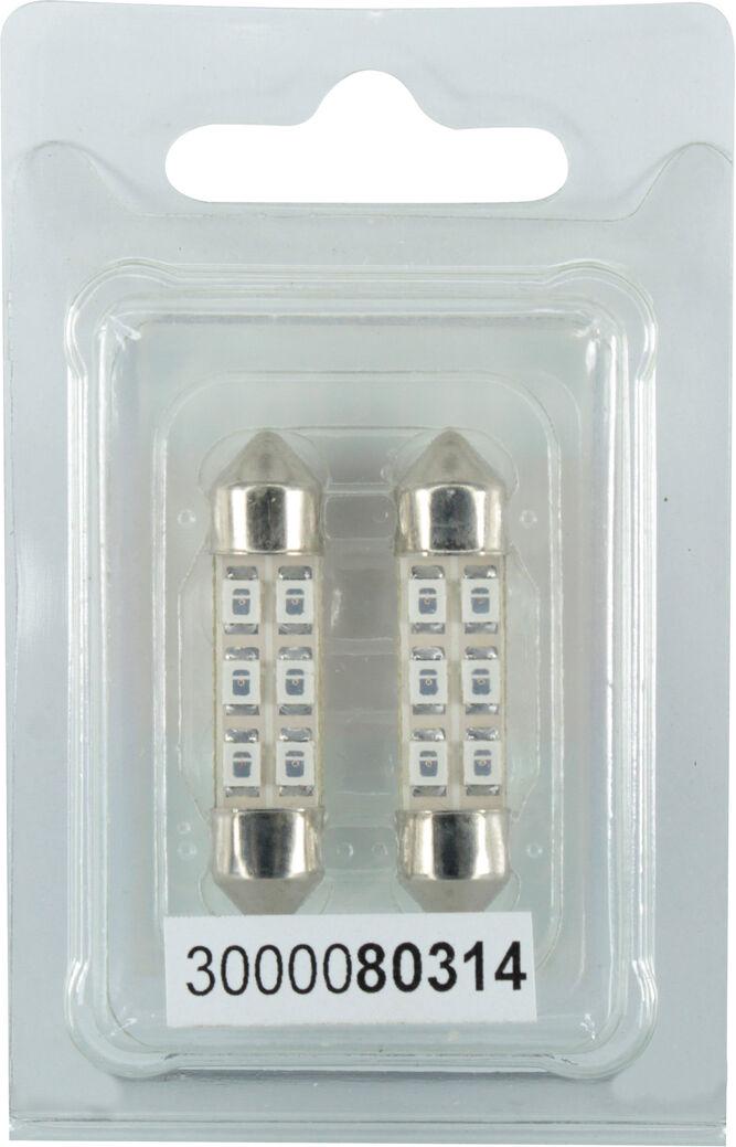 Лампочка 2-х цокольная Futura LED T11 C8W SMD 6-диодов 12V-0,7 Вт SV8,5-8 35 мм 2 шт. Красный