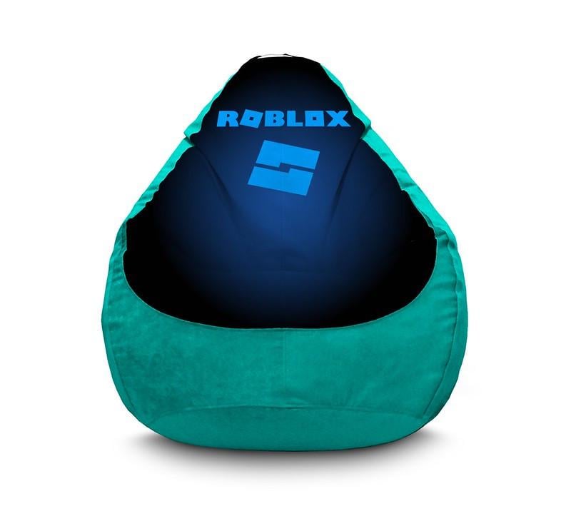 Крісло мішок iPuff Roblox Cyan logo Флок XL 80x110 см Бірюзовий