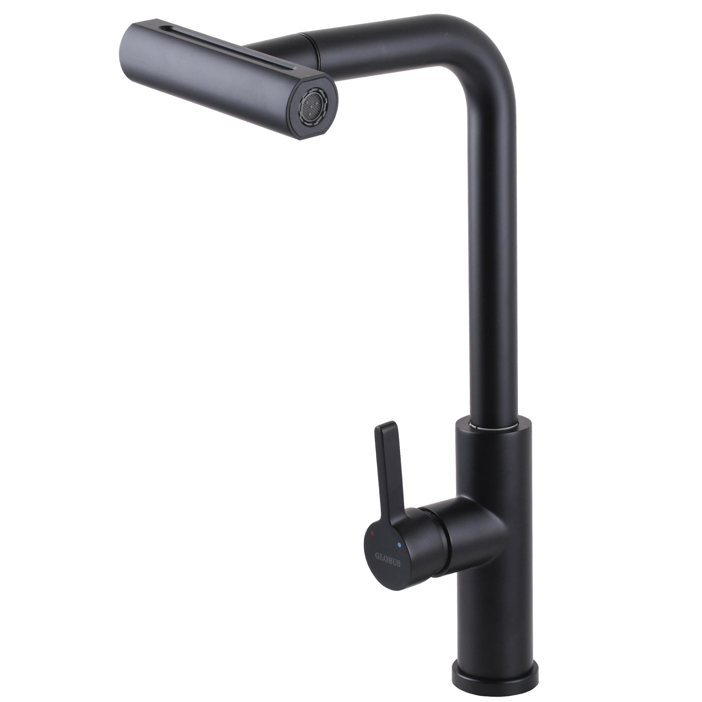 Смеситель для кухни Globus Lux ALPEN SBT1-2044-BB с вытяжной лейкой Черный (000026999)