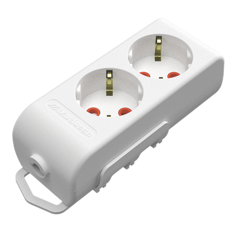 Колодка Mutlusan 2 гнізда з заземленням зі шторками (49-12-12)