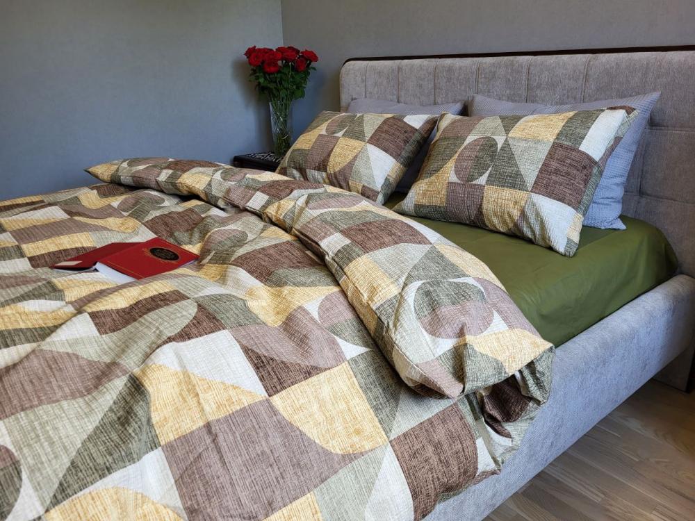 Комплект постельного белья Геометрія Gofre DUO семейный на резинке