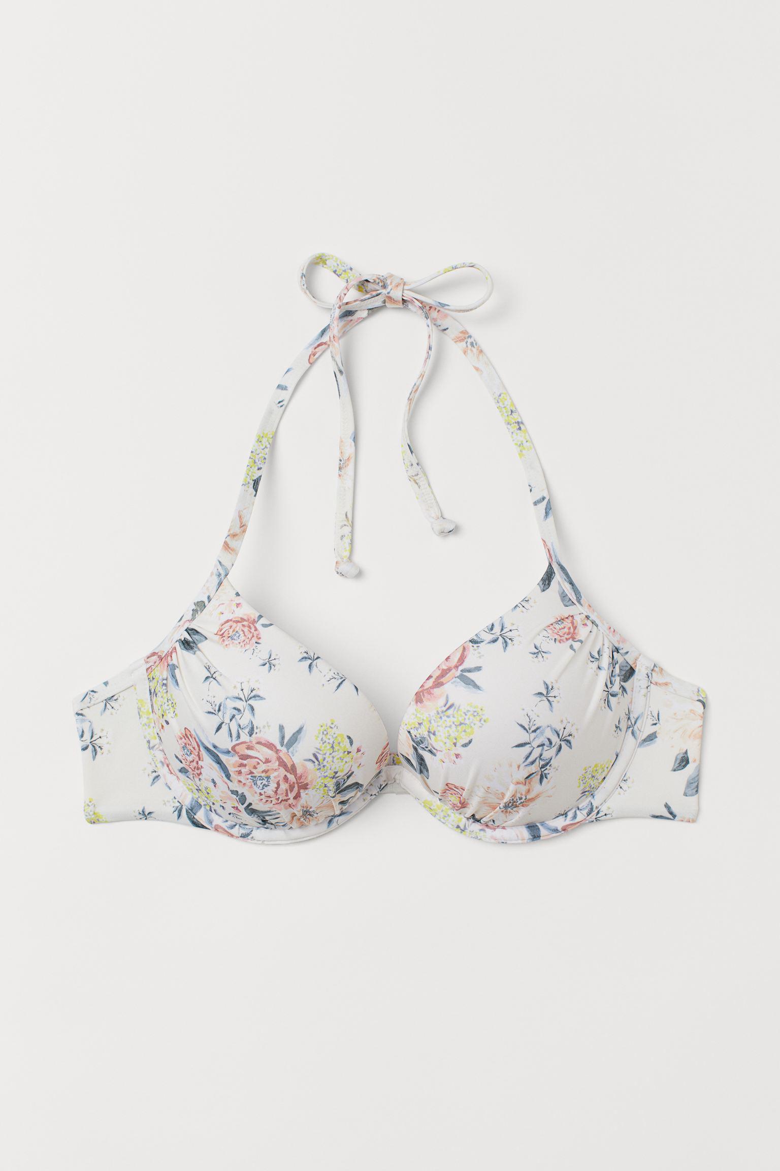 Лиф купальный H&M Цветы 75C Кремовый (24067579150)