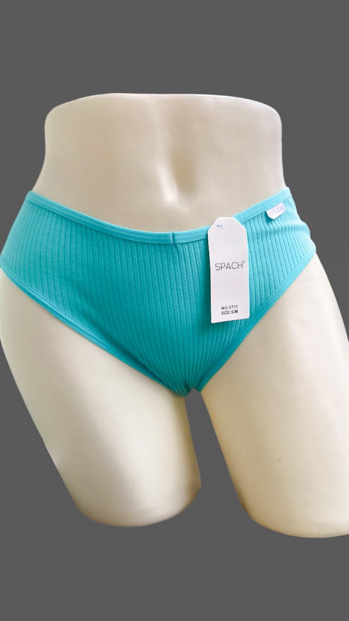 Трусы женские бразилианы в рубчик бирюзовые S на бедра 84-92 (6711)