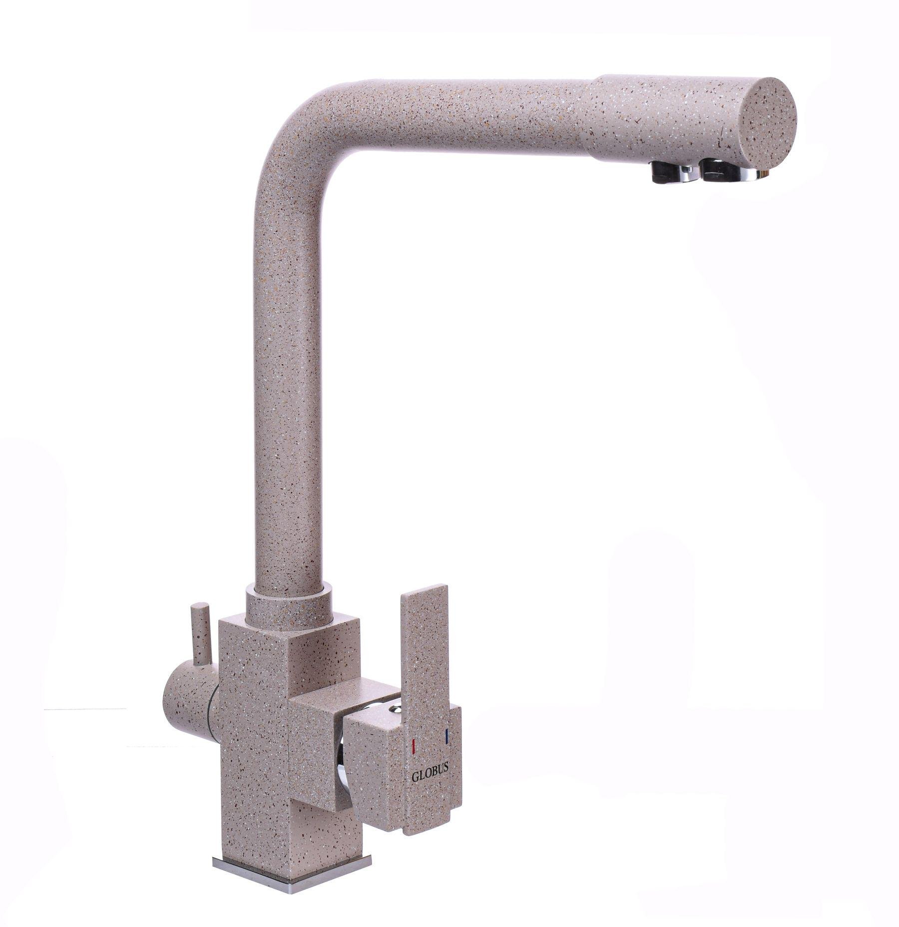 Смеситель для кухни Globus Lux GLLR-0100-5-TERRA 000019249 на две воды Бежевый (108483)