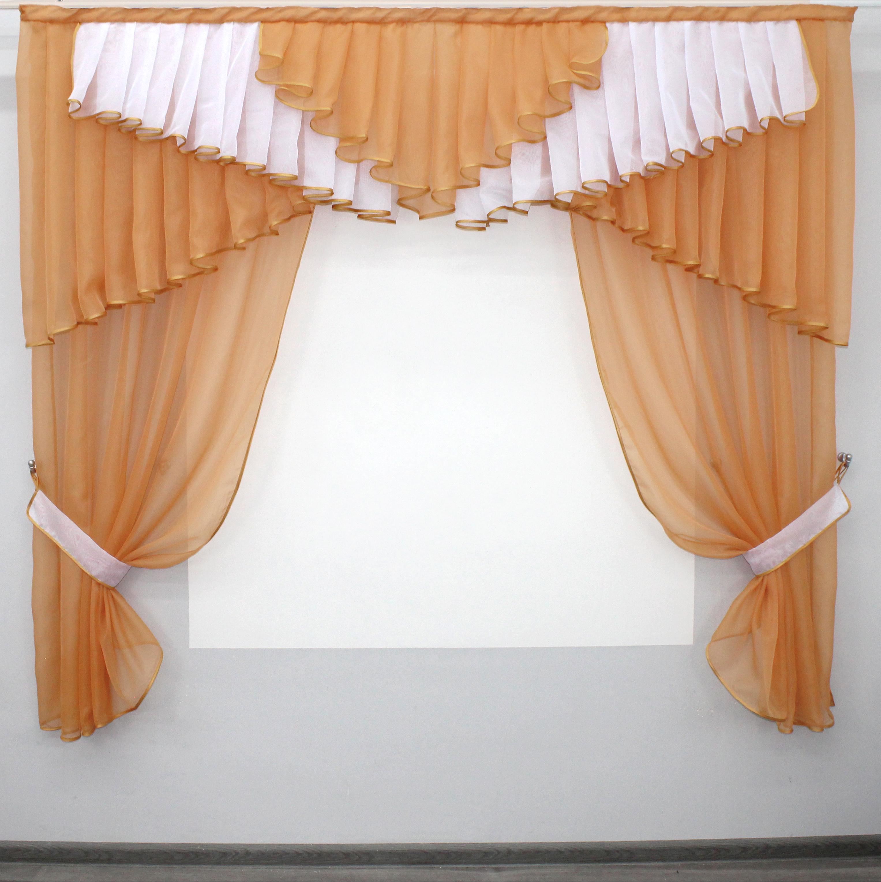 Кухонний комплект VR-Textil № 115к шторки з ламбрекеном 200х170 см Терракотовый с белым (52-0665) Кухонний комплект VR-Textil № 115к шторки з ламбрекеном 200х170 см Терракотовый с белым (52-0665)