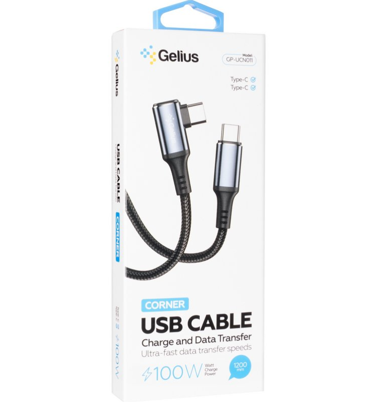 Кабель USB Gelius Corner GP-UCN011 Type-C to Type-C 100W 1,2 м Black (2638487040) - фото 4