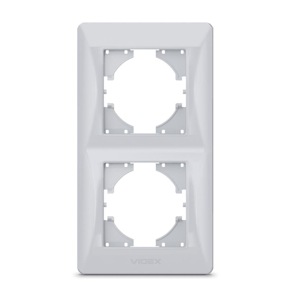 Рамка двомісна вертикальна Videx Binera Срібний шовк (00000013029)