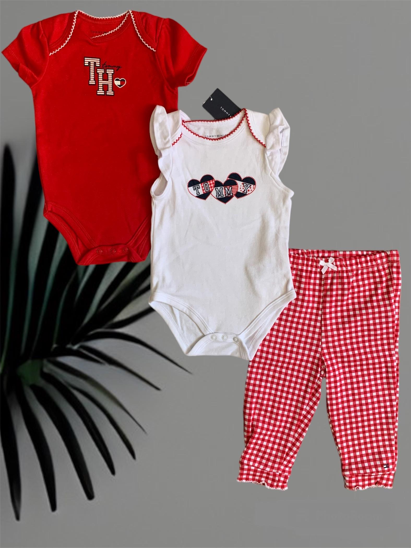 Комплект 2 боди + штаны Tommy Hilfiger 12 мес 74 см Красный/Белый (0012585)