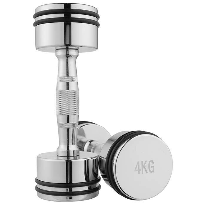 Гантель резиновое кольцо 4 кг 1 шт. Хром (80034D-4) - фото 2