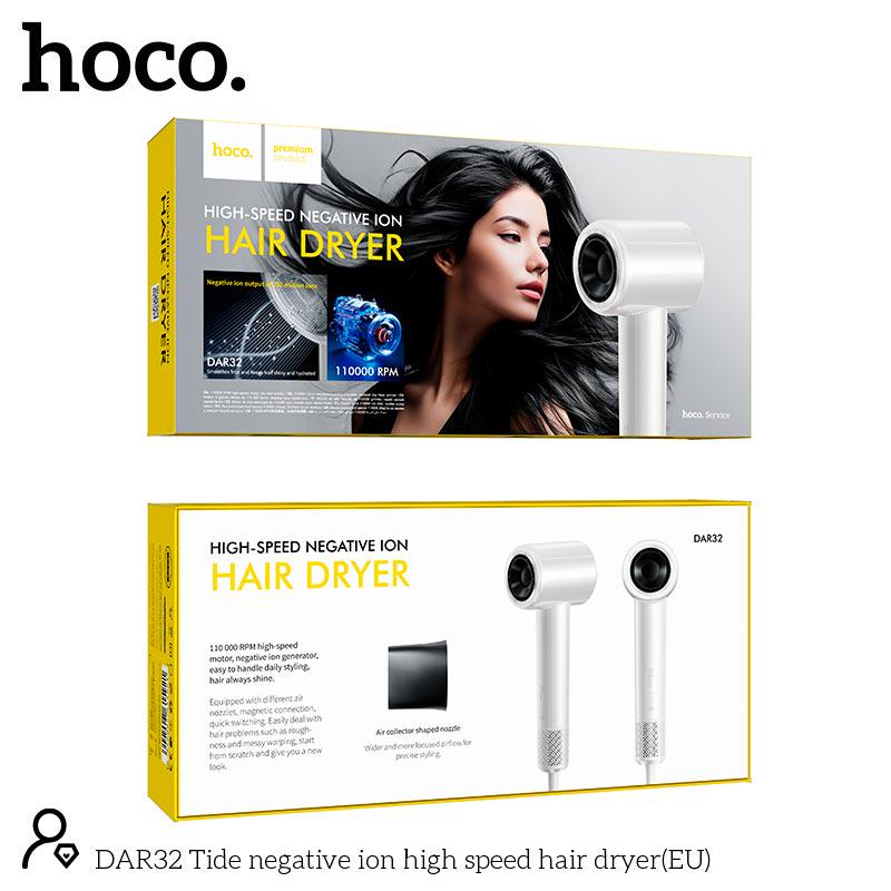 Фен для волос Hoco Tide negative ion high speed hair dryer DAR32 1500 Вт Белый - фото 8 Фен для волос Hoco Tide negative ion high speed hair dryer DAR32 1500 Вт Белый - фото 8
