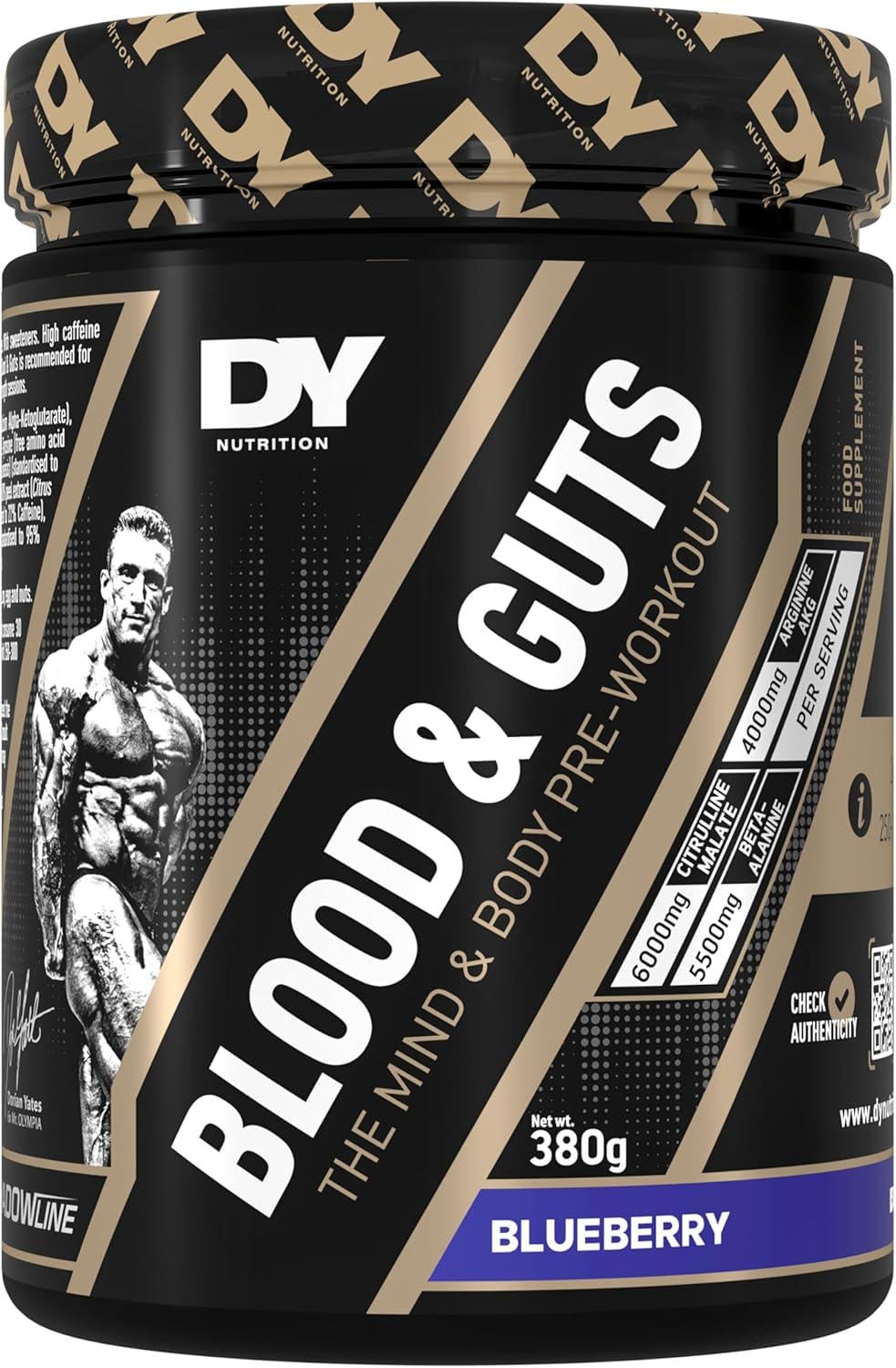 Предтренировочный комплекс Dorian Yates Nutrition BLOOD&GUTS 380 г Blueberry