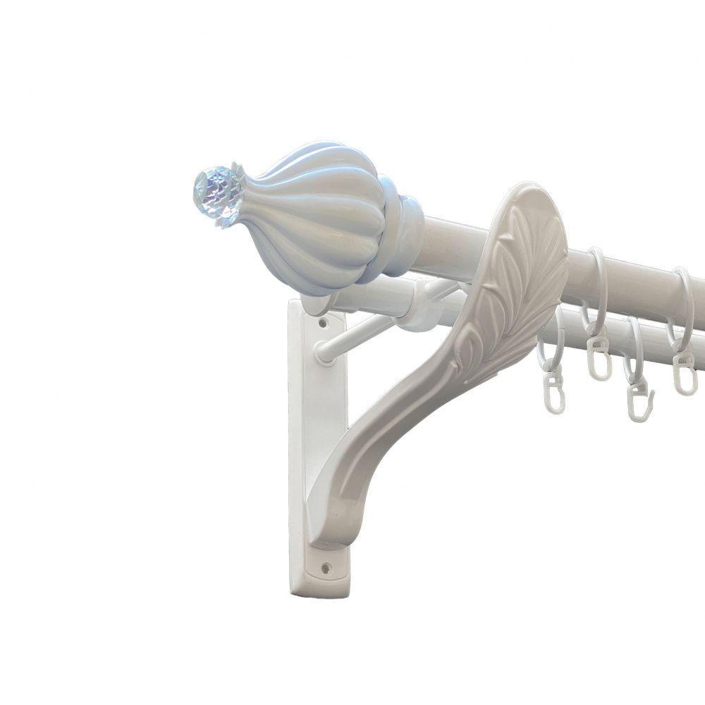 Карниз Orvit Таджа-Кристал металевий дворядний ретро гладка труба кільце металеве 25/19 мм 200 см Арктіс (00-00010487) - фото 1