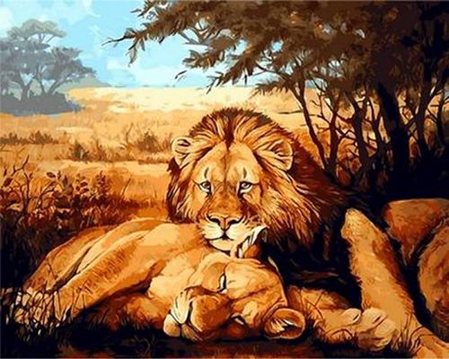 Картина по номерам Mariposa "Львиная идиллия" 40x50 см (skl-Q936)