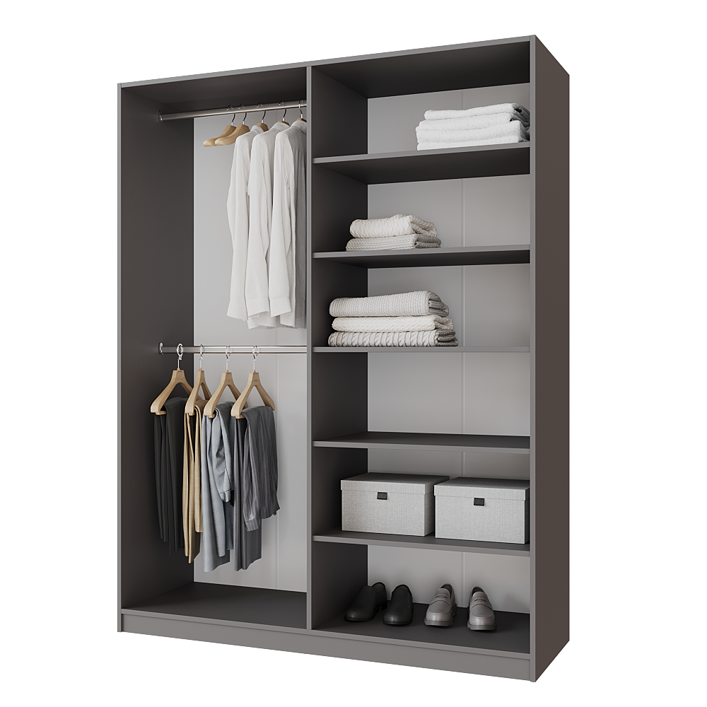 Шкаф распашной Меблітренд Чиназес Чи-1600 1600х500х2050 мм Графитовый/Белый (26842005) - фото 2 Шкаф распашной Меблітренд Чиназес Чи-1600 1600х500х2050 мм Графитовый/Белый (26842005) - фото 2