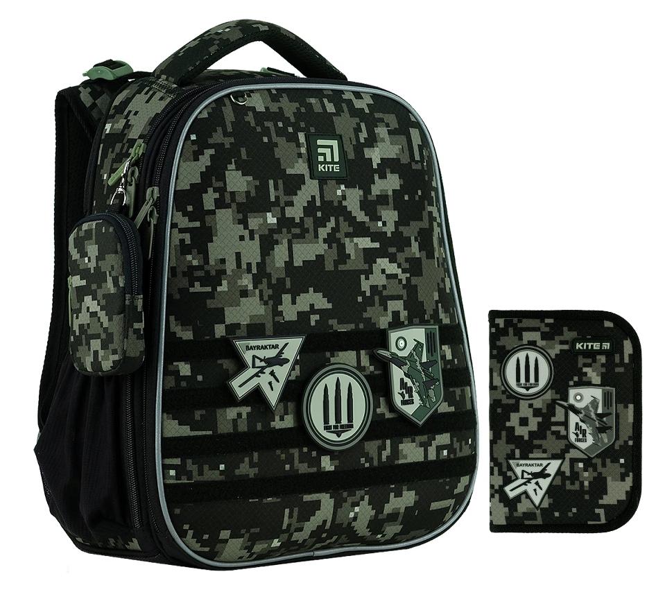 Школьный рюкзак каркасный ортопедический/пенал Kite Air Force (202798)