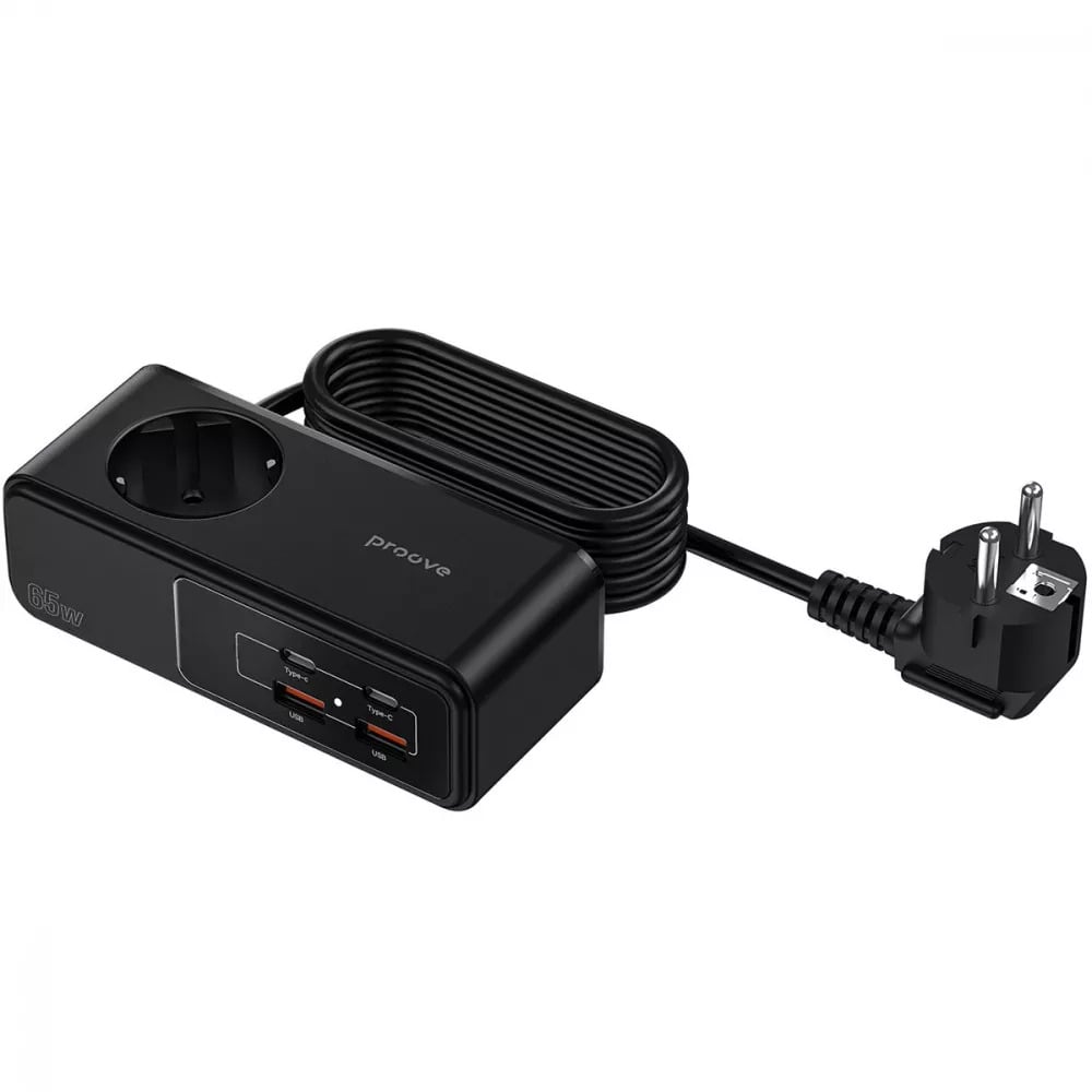 Мережевий фільтр Proove Homester Pro 65W із GaN зарядкою Чорний (27316824)