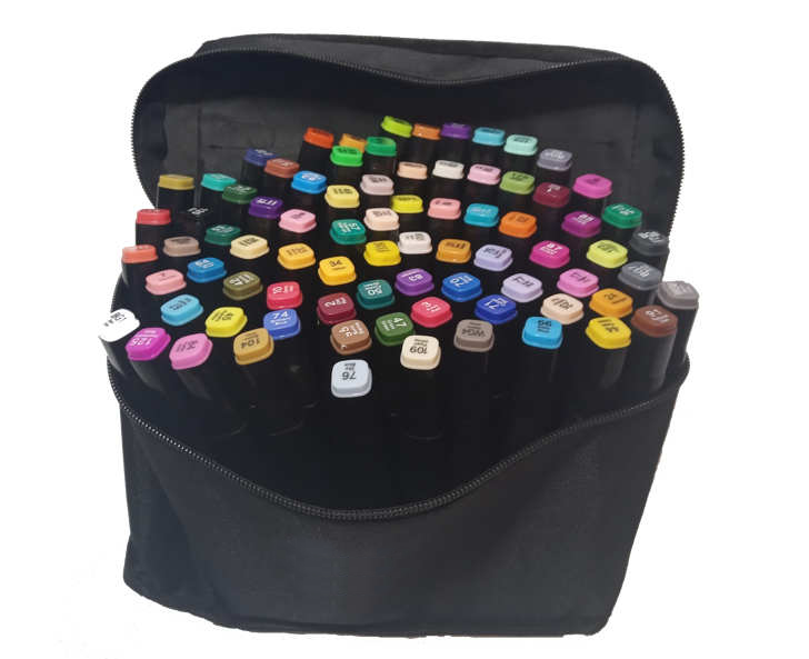 Маркеры двусторонние на спиртовой основе 80 шт. Черный