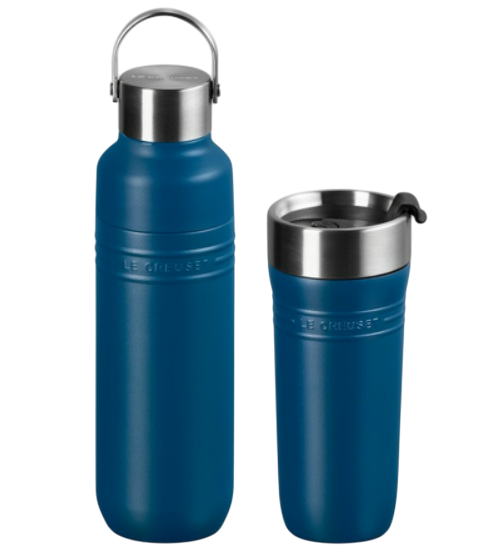 Набор из термокружки и бутылки для воды Le Creuset On The Go Deep Teal (41067196420001/41066286420001)