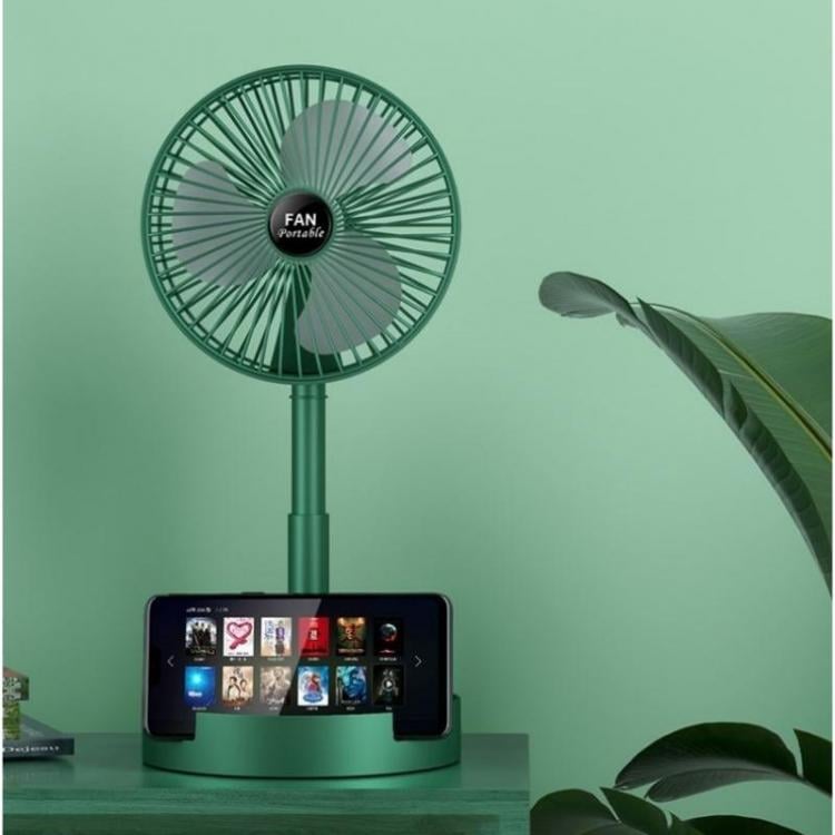 Вентилятор складной Telescopic Folding Fan аккумуляторный на ножке с USB зарядкой Green