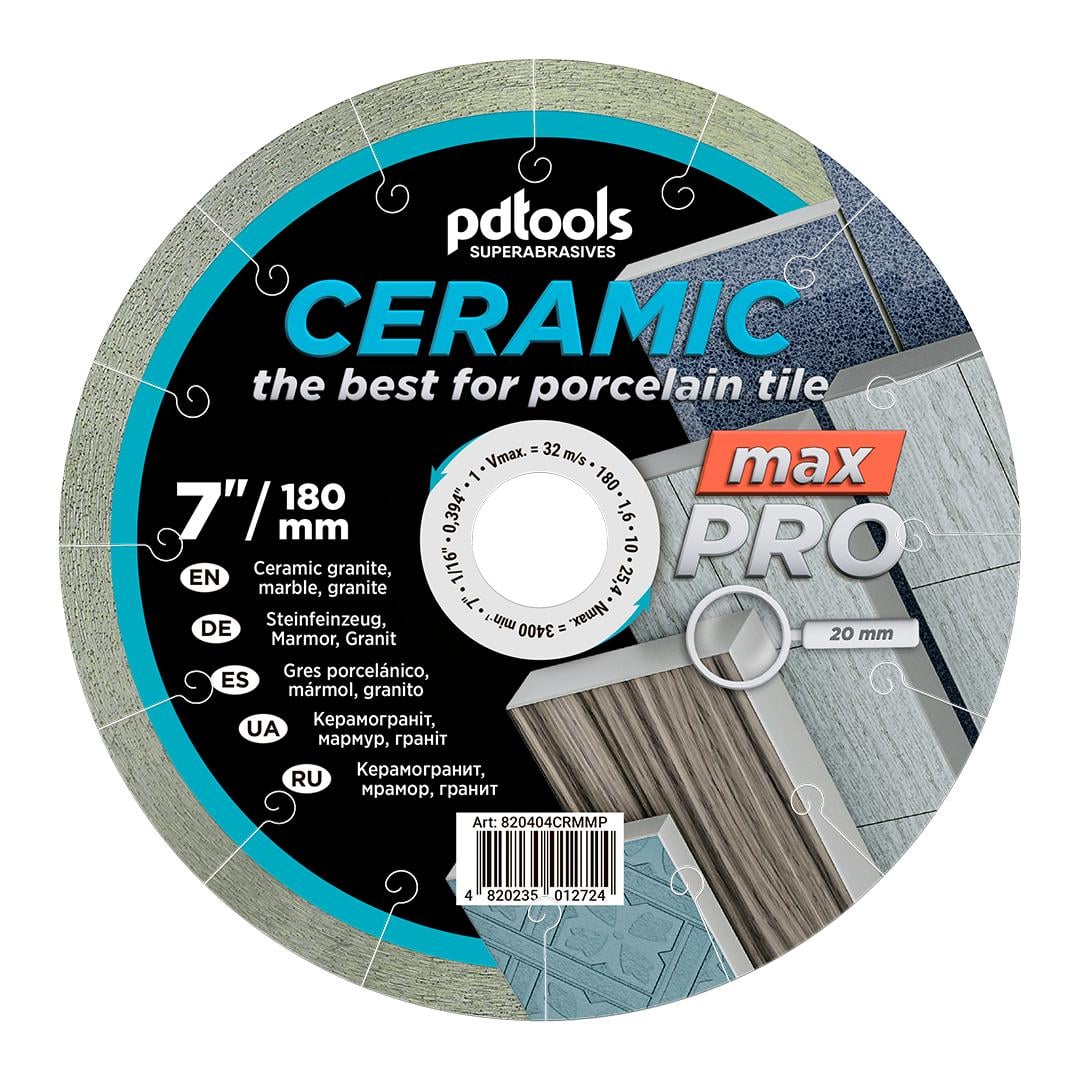 Круг алмазный отрезной PDTools 1A1R 180 CERAMIC MAX PRO для стационарного оборудования (37772297)