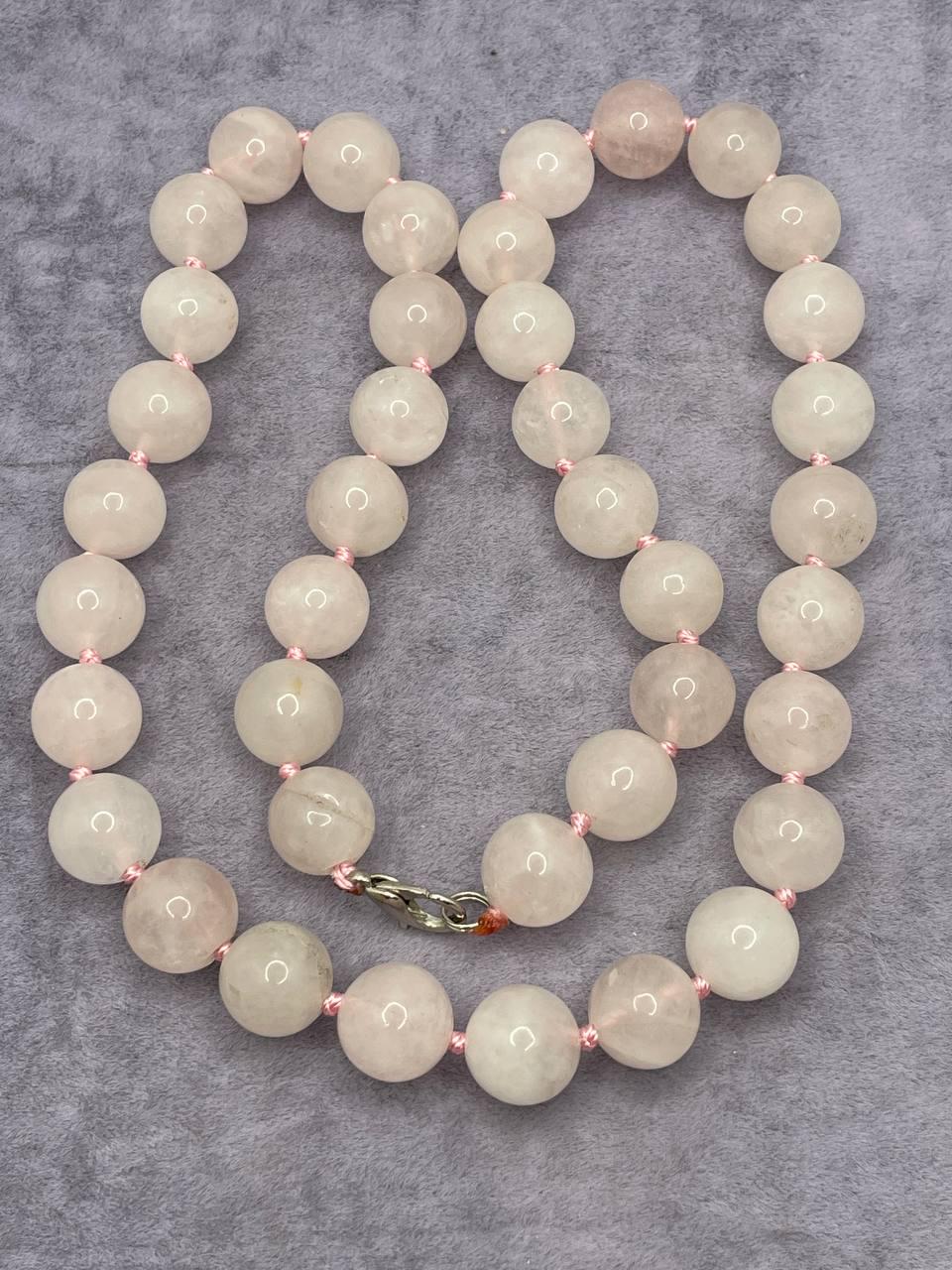 Намисто кварц 50 см 12 мм Рожевий (9757)