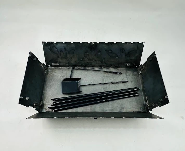 Мангал-валіза кований з металу 3 мм на 12 шампурів із совком і кочергою Чорний (21-10-MG-5065) - фото 4