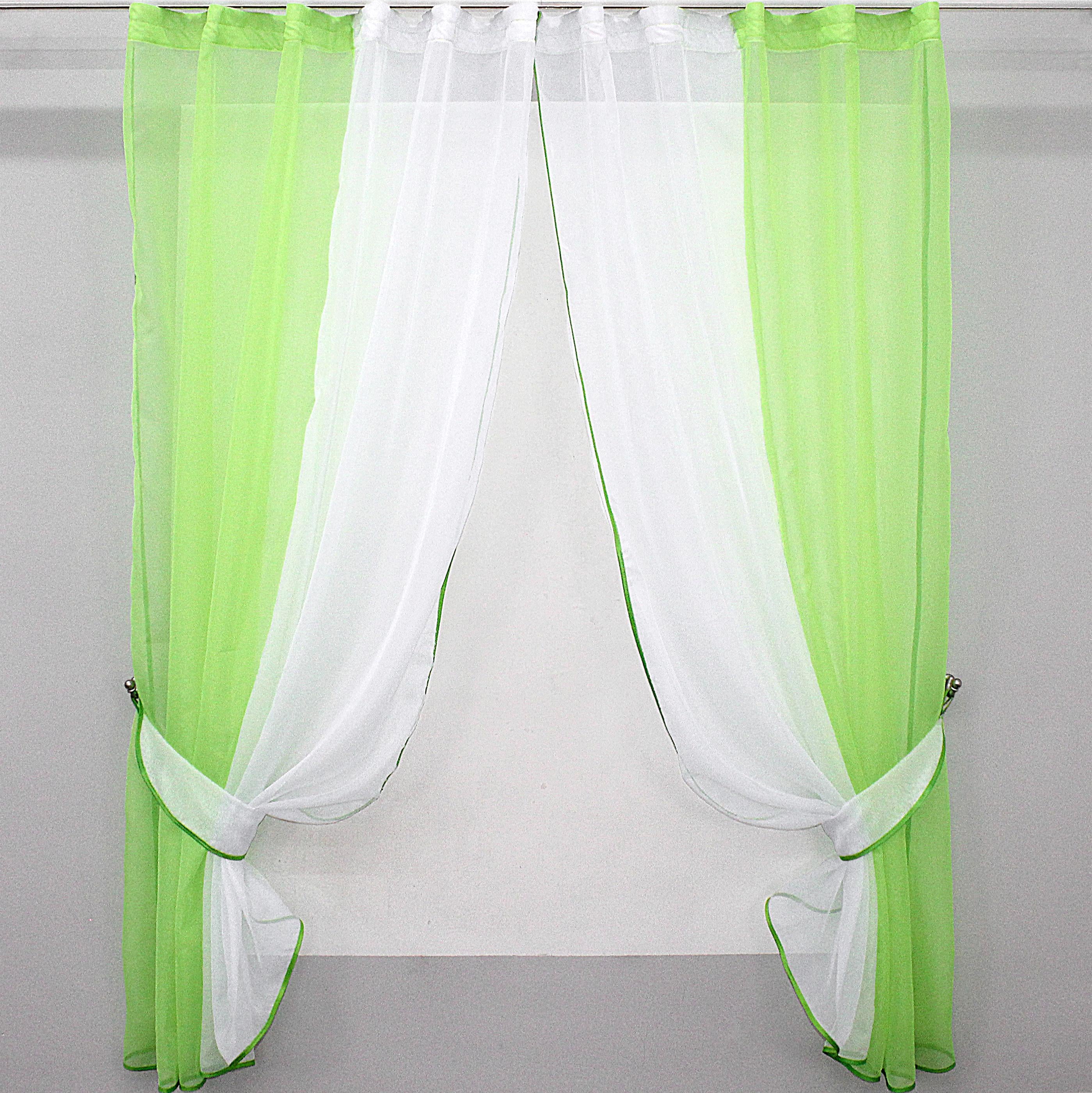 Шторы кухонные VR-Textil №017к комбинированные с подвязками 265х170 см Салатовый/Белый (50-037)