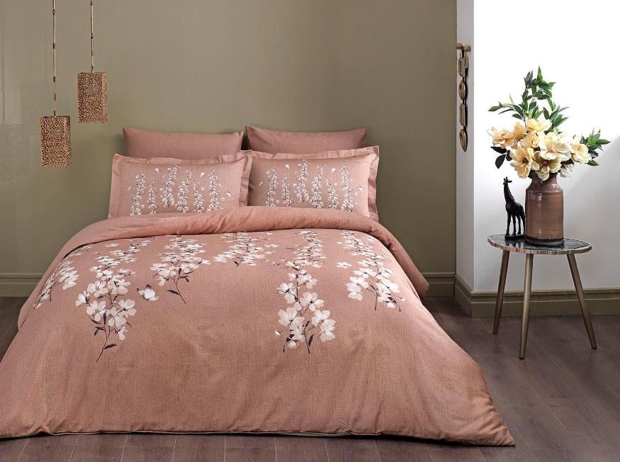 Постільна білизна TАС Ronna kahve Сатин Євро Коричневий