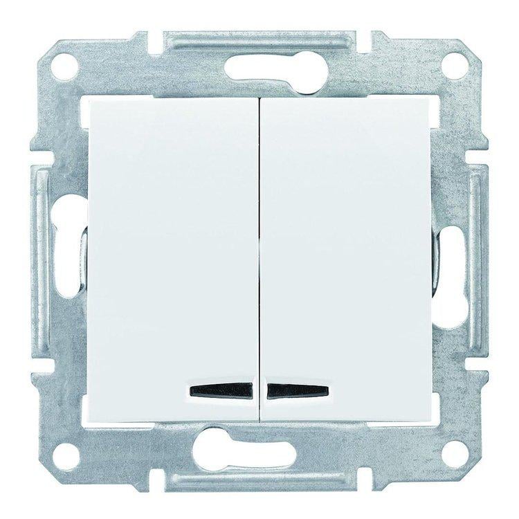 Вимикач 2-й з підсвіткою Schneider Electric Sedna Design Білий (SDD111105L)