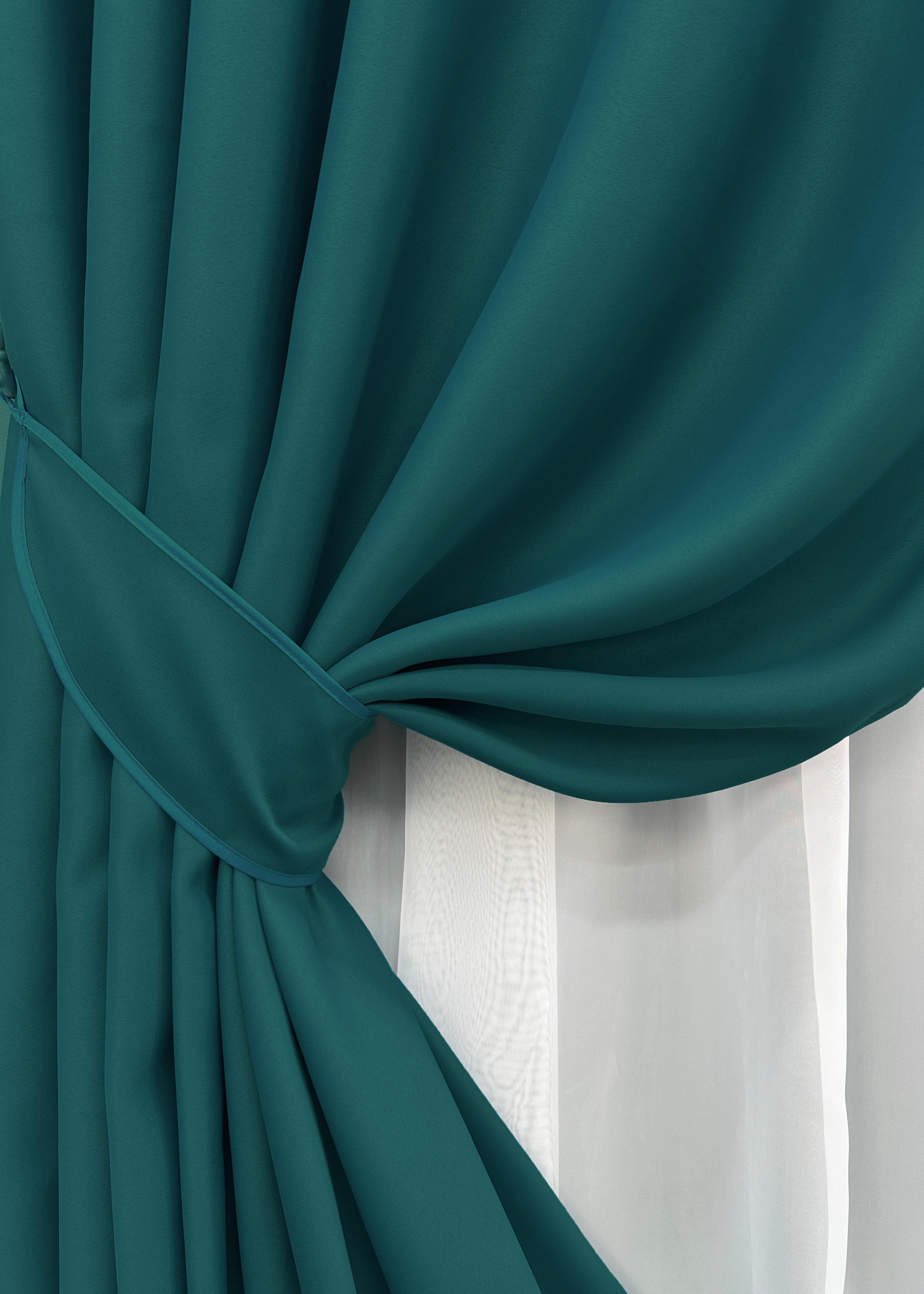 Комплект готових штор VR-Textil Блекаут Bagema Rvs №1297ш 200х270 см 2 шт. Смарагдовий (32-095) - фото 4