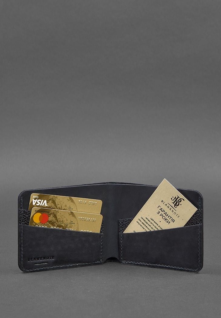 Портмоне мужское кожевеное 4.1 4 кармана Карбон Синий (A-026203) - фото 4