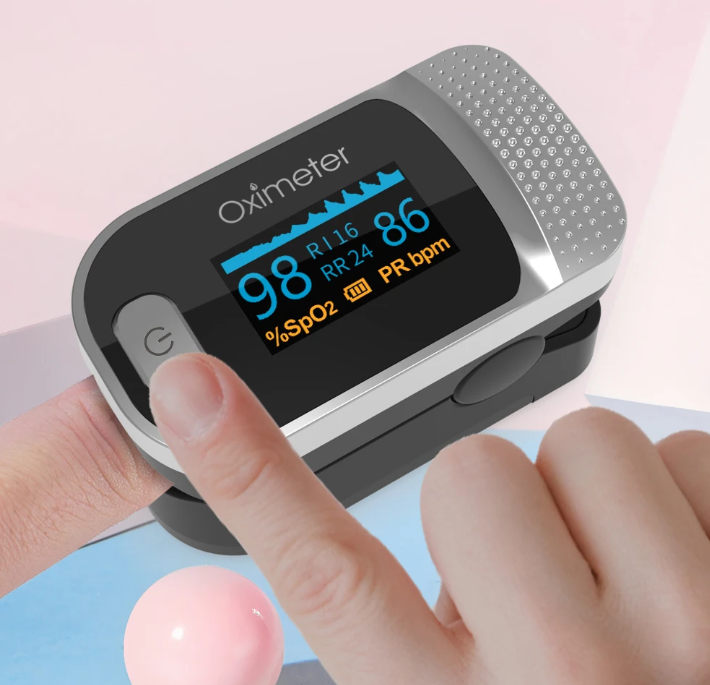 Пульсоксиметр на палец Oximeter 134R B03 для измерения SPO2/PR/PI/RR с OLED экраном и чехлом Серый - фото 2