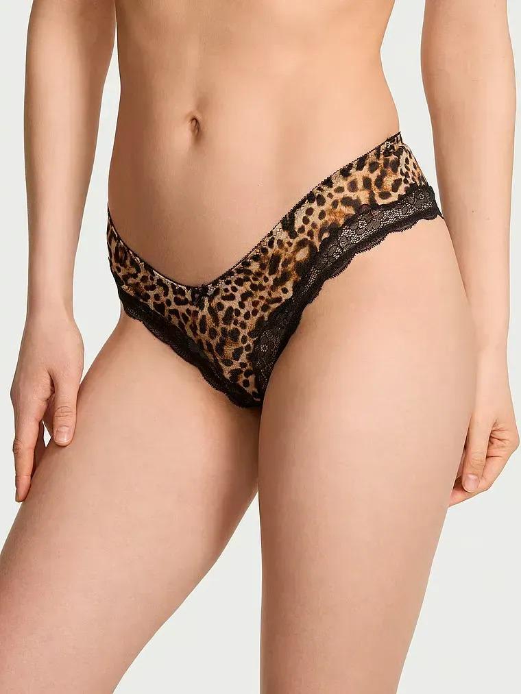 Трусики чики Victoria's Secret Tease Sheer Shimmer High-Leg Cheeky Panty M Леопард (27253326)