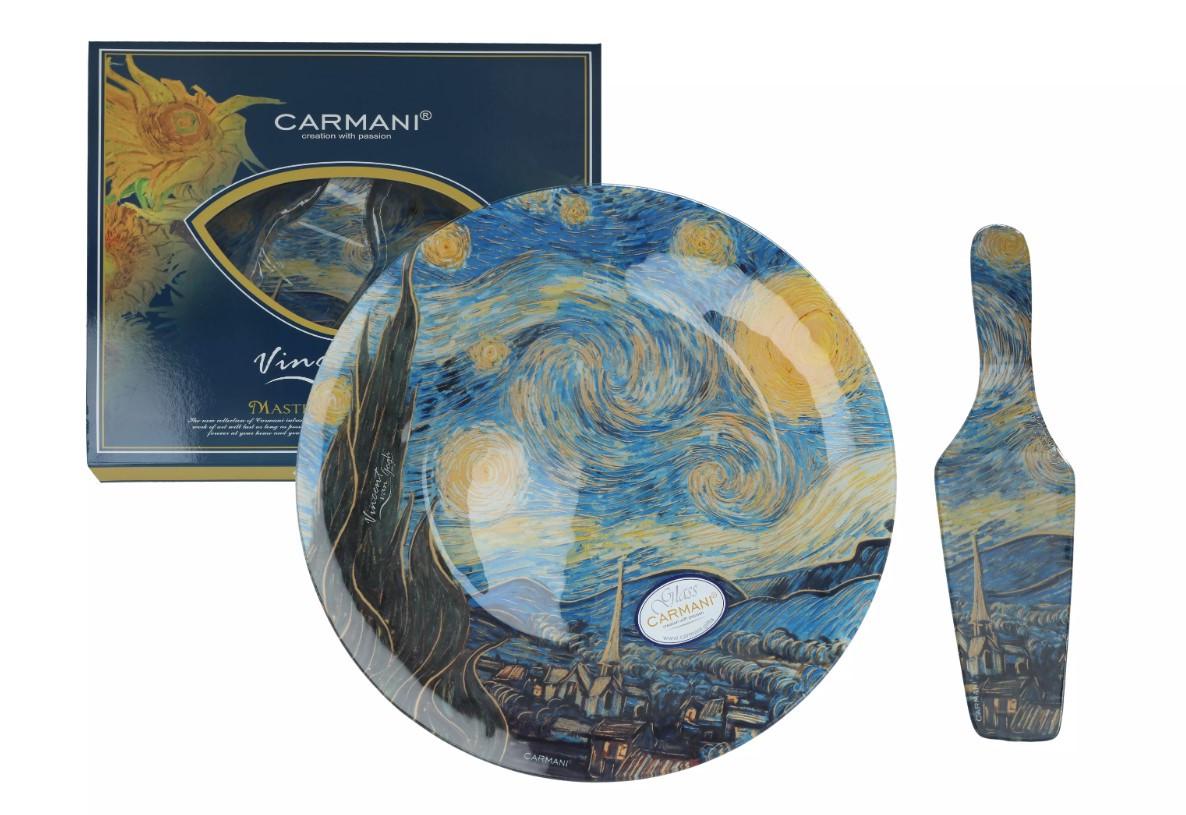 Тарелка стеклянная для торта Саrmanі с лопаткой Ван Гог Звездная ночь d 30 см (198-1224) - фото 6 Тарелка стеклянная для торта Саrmanі с лопаткой Ван Гог Звездная ночь d 30 см (198-1224) - фото 6