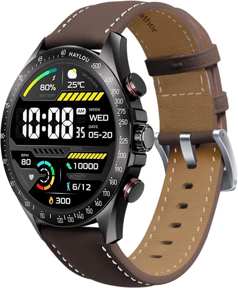 Ремешок кожаный Folsa для Haylou Solar Pro LS18 Dark Brown (40837-05)