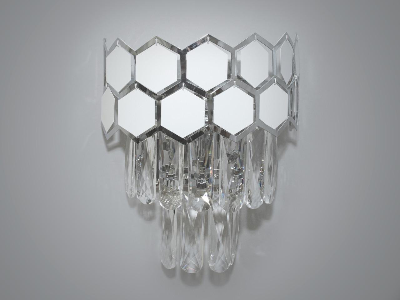 Бра хрустальное 21114-250HR+WH-LS Соти на 3 лампы Хром (1631839653)