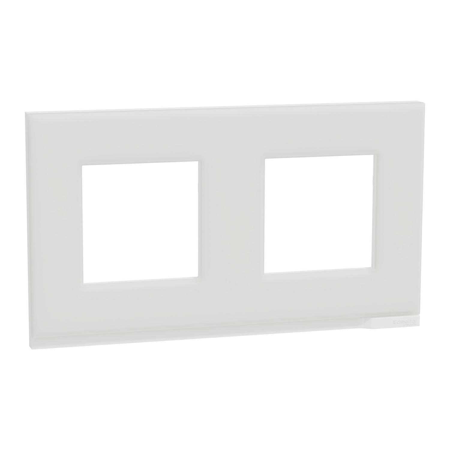 Рамка двухместная Schneider Electric Unica Pure горизонтальная Белое стекло (NU600485)