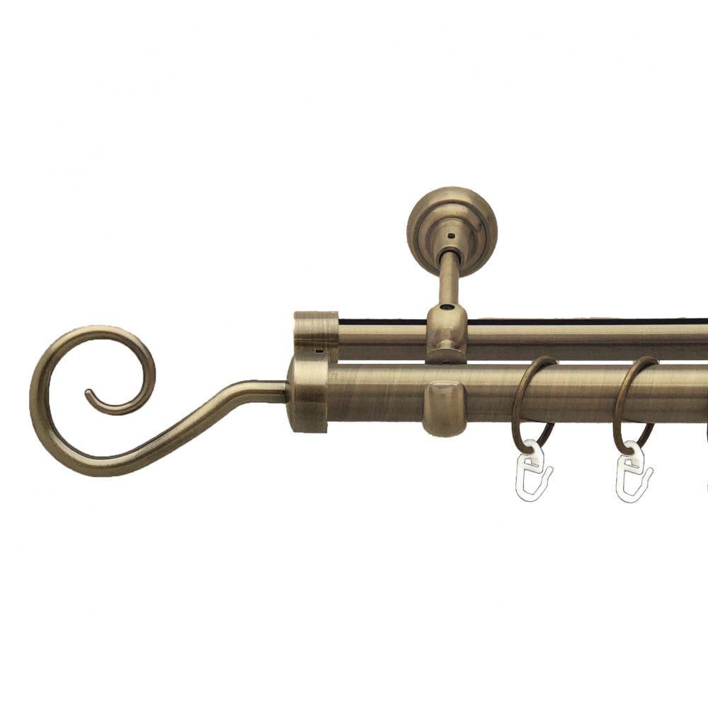 Карниз Orvit Гак металевий дворядний опозитний гладка/профільна труба кільце металеве 25/19 мм 160 см Антик (7524064)
