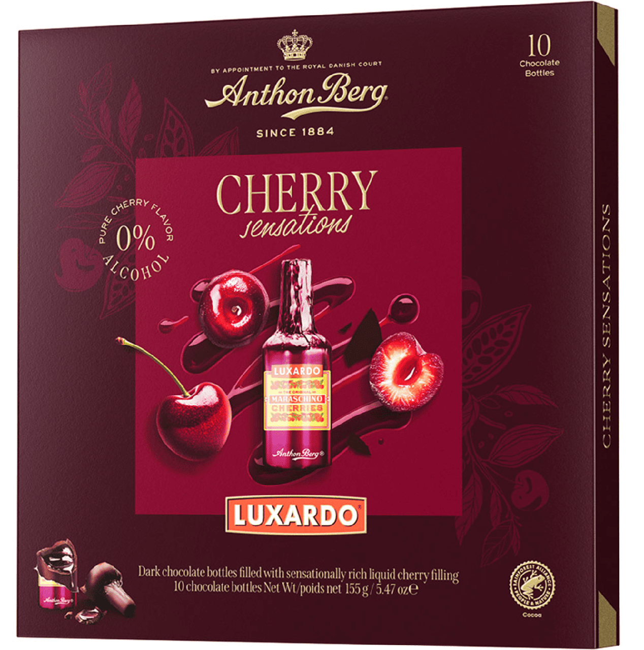 Шоколадні пляшечки ANTHON BERG Luxardo Cherry Sensations 10 шт. 155 г (2875276611)