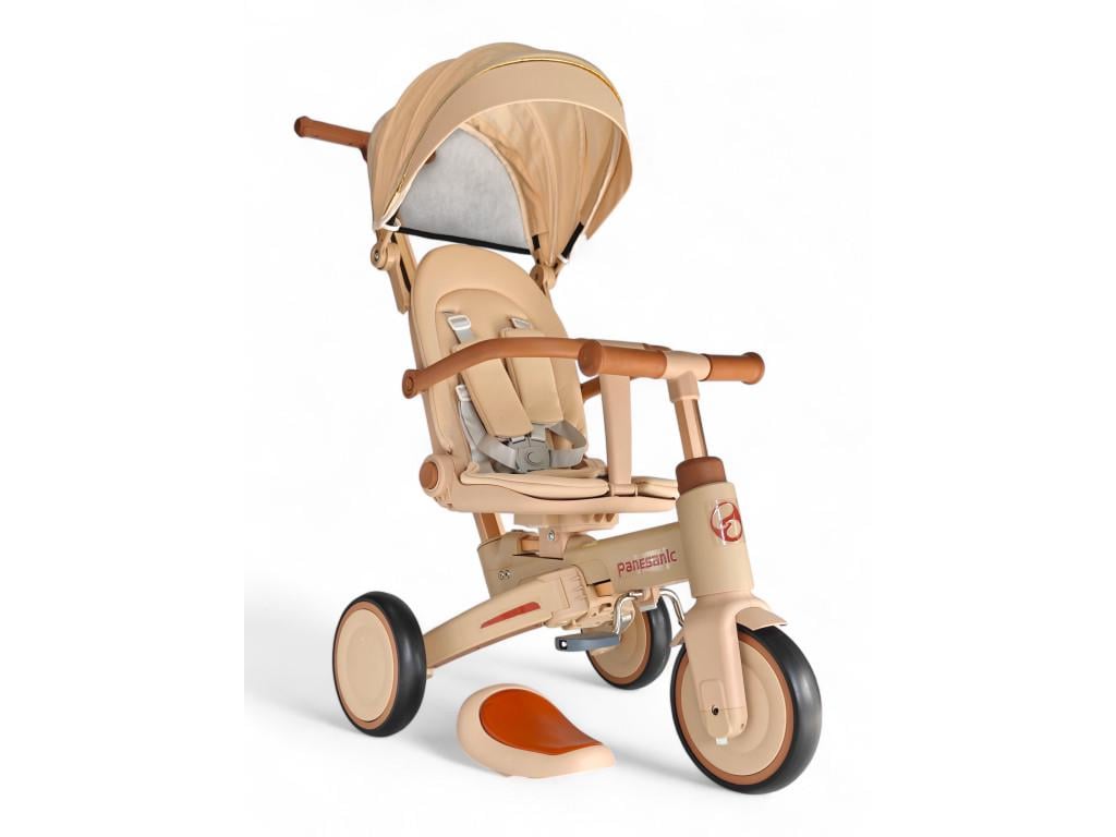Велосипед-биговел трехколесный Panesanic Phoenix NN-S10 с родительской ручкой и капюшоном 3в1 от 1 года Бежевый (NN-S10-1r-s)