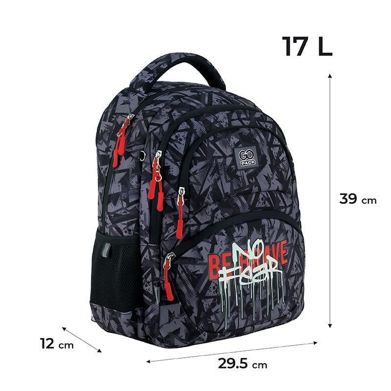 Рюкзак GoPack Education No Fear 39x29,5x12 см 17 л Серый (GO24-175M-9) - фото 6