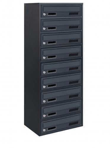 Почтовый ящик Галиндустрия Е2-09-А многосекционный на 9 квартир металлический Антрацитовый (132-119-000004703)