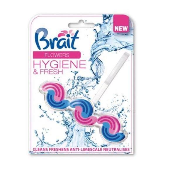Блок для унитаза Brait Hygiene&Fresh с ароматом цветов 45 г (N-2618)