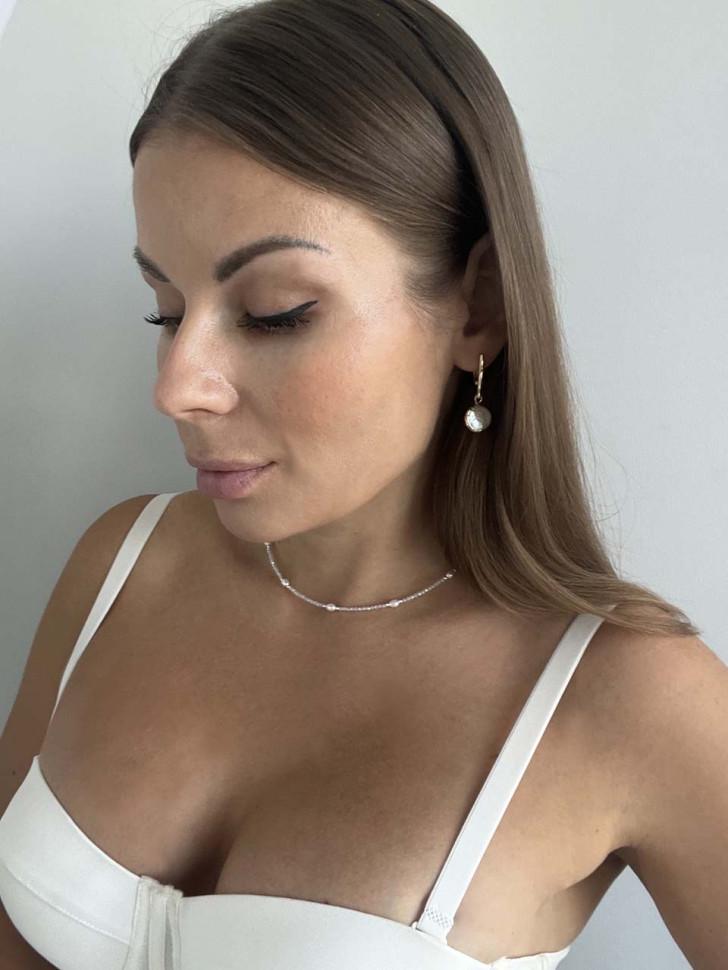 Чокер LeBijou із білих фіанітів з перлинами (5077)