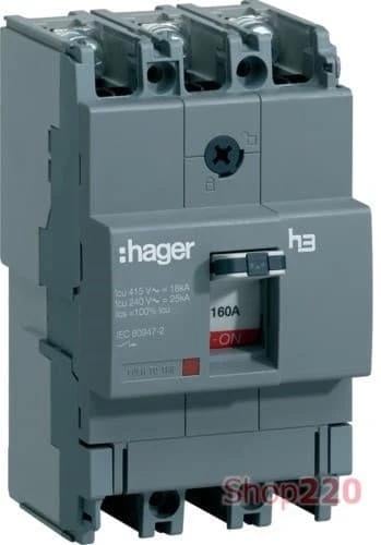 Автоматический выключатель корпусной Hager HDA160L 160 3-полюсы 18kA 160A (00000045872)