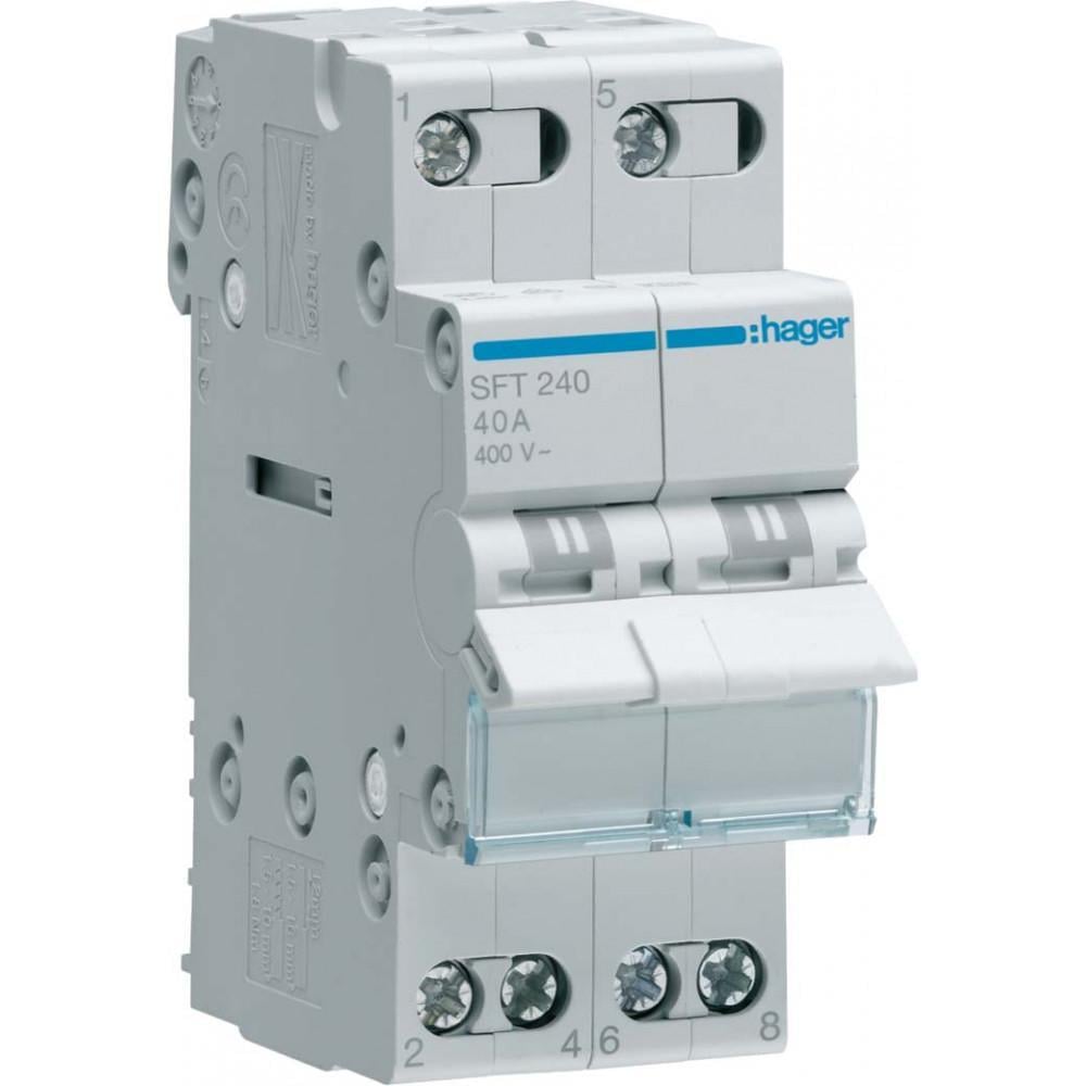 Переключатель Hager SFT240 I-0-II с общим выходом сверху 2P 40А/230В (00000045891)