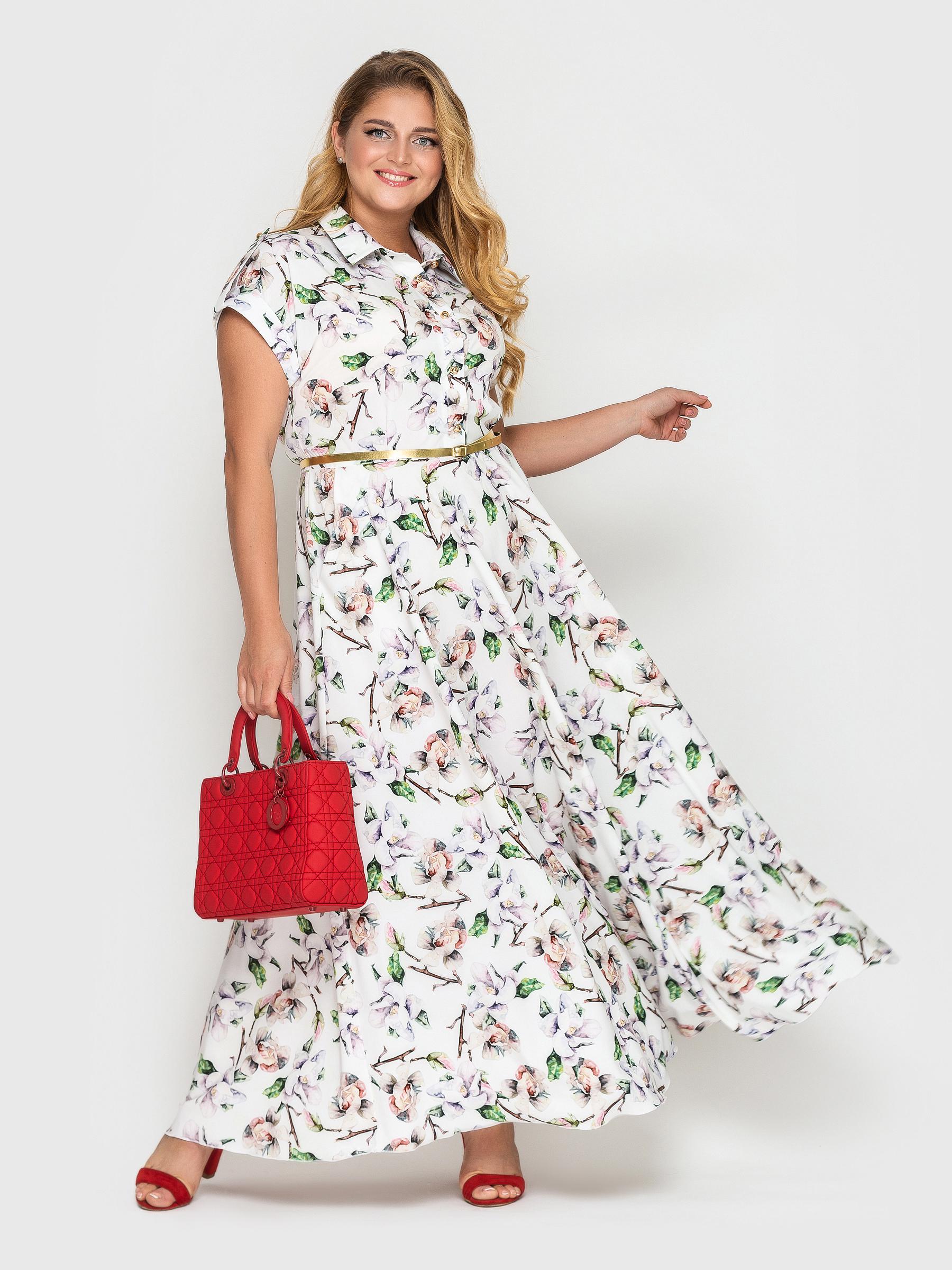 Платье VLAVI Алена флора р. 54 Белый (114301-54)