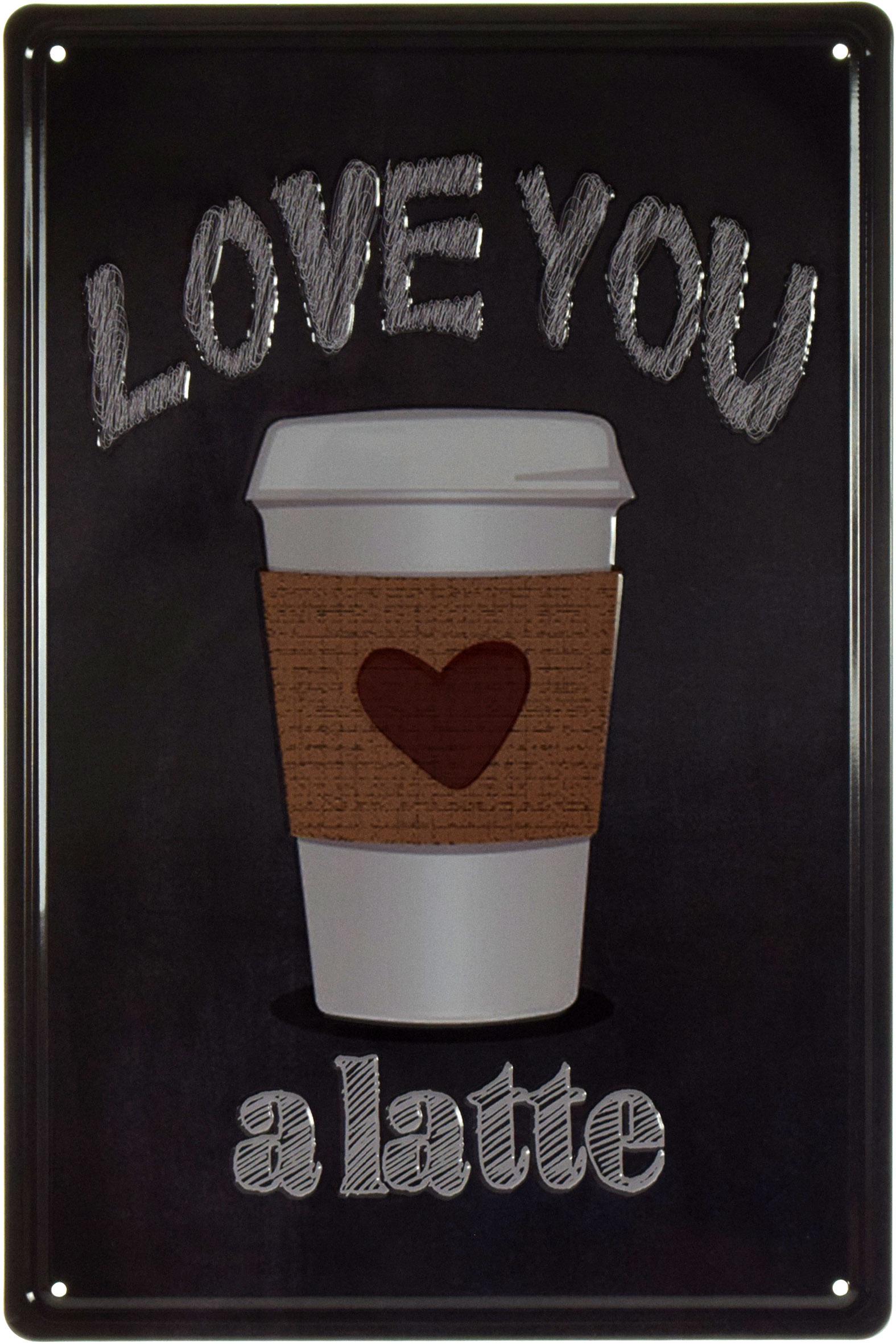 Табличка металлическая Люблю Тебя Латте/Love You A Latte 20x30 см